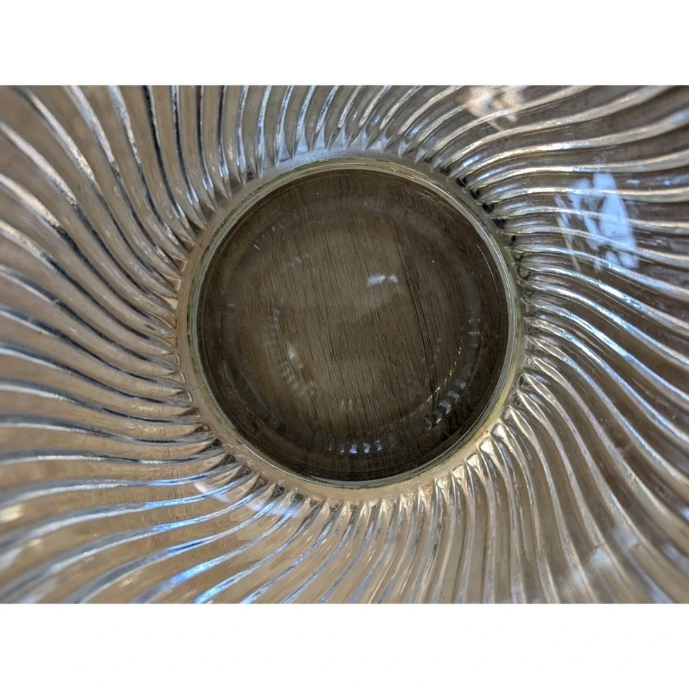 9-In Vintage Crystal Ribbed Bowl‎ With Silver Accent